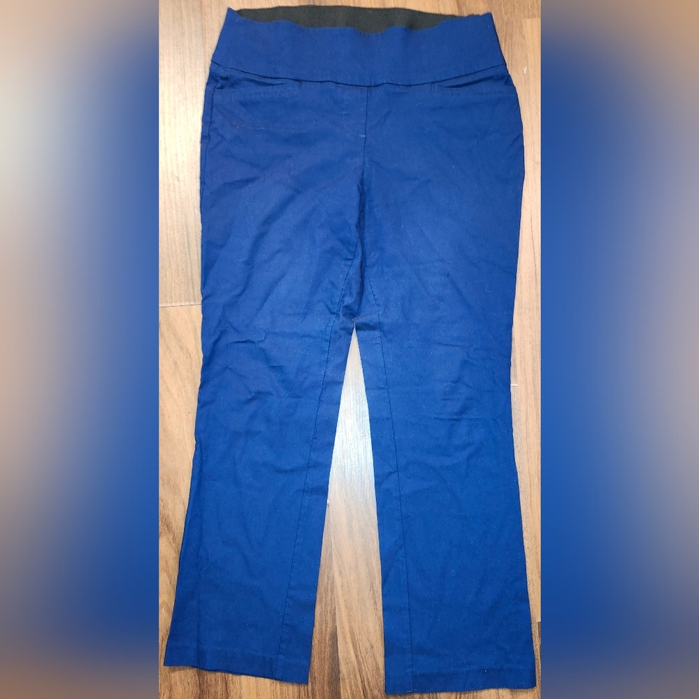 Womens Sz L Apt. 9 Pull-On Navy Blue Work Pants with Stretch Waist, Worn Once